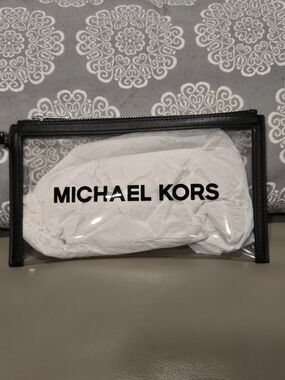 Michael Kors Clear Black Trim Cosmetic Pouch